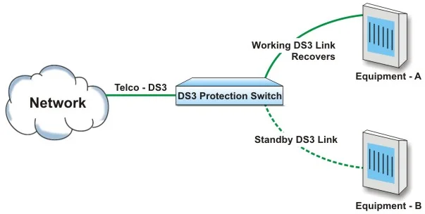 Telco DS3 automatically switches to Equipment