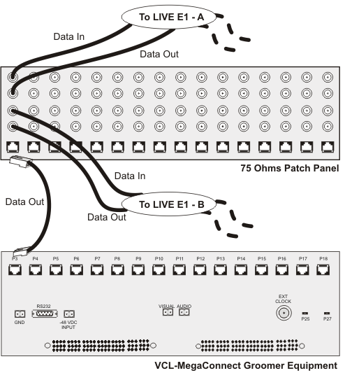 Shelf image: E1 G.703 - 120 Ohms (RJ45) to 75 Ohms (BNC) Converter Balun Panel